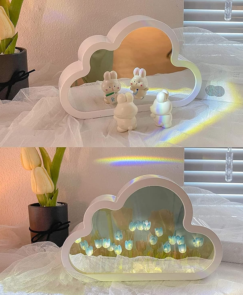 HERMOSA LAMPARA ESPEJO JARDIN DE TULIPANES 3D.