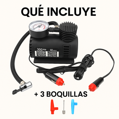 Mini Compresor Portátil 12V 300 PSI – Infla Llantas y Más en Minutos