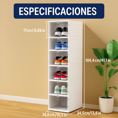 Practico Zapatero Plegable 6 Niveles en Acrílico