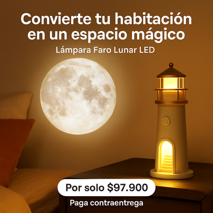 Lámpara Faro Proyector Lunar LED con Control Remoto.