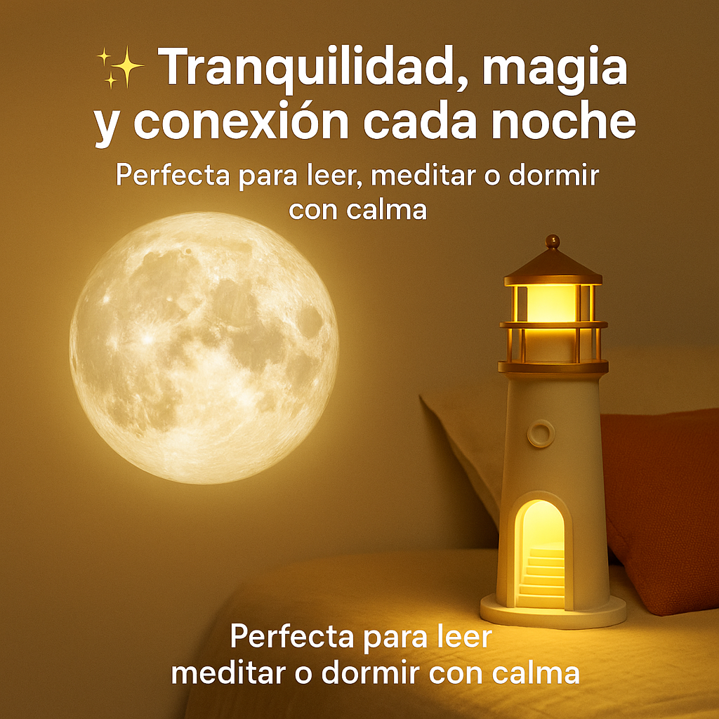 Lámpara Faro Proyector Lunar LED con Control Remoto