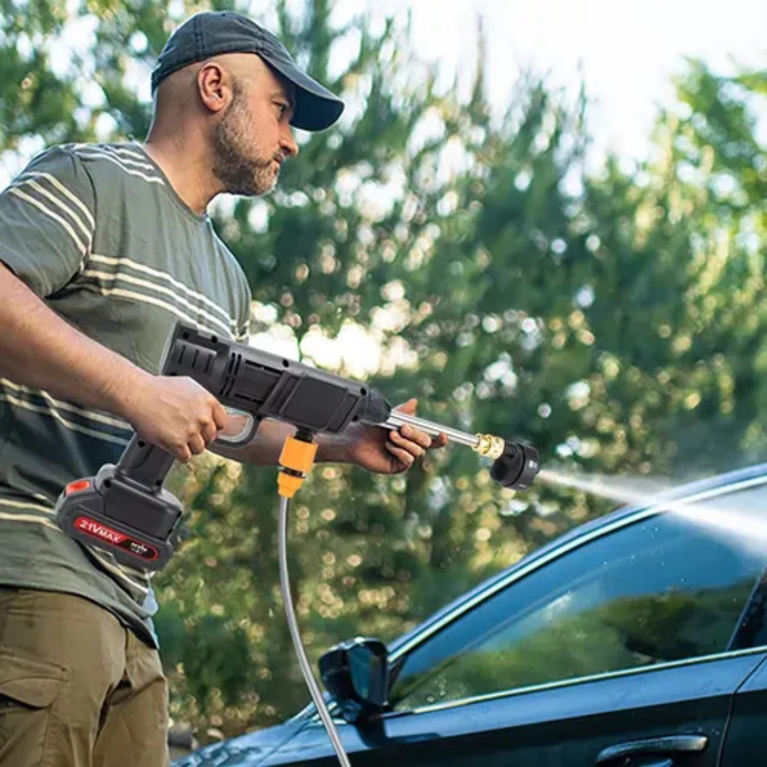 Hidrolavadora Portátil Inalámbrica 48V 2 Baterías – Boquilla 6 en 1 Incorporada