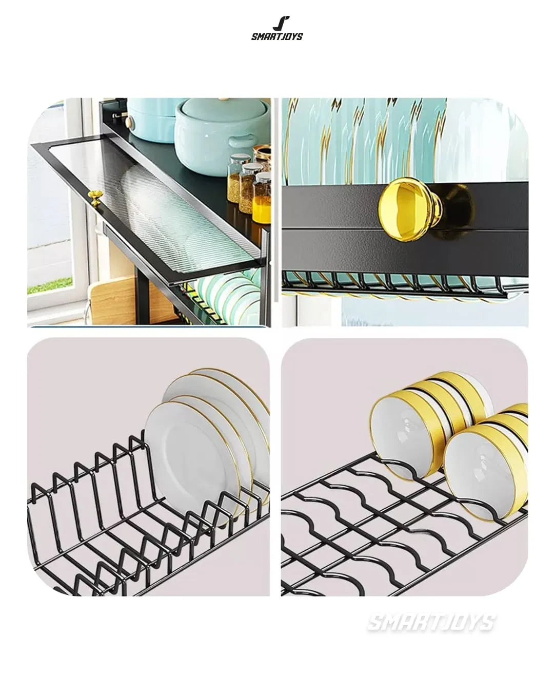 Organizador Escurridor de Platos Multifuncional - Estante de Cocina Todo en Uno